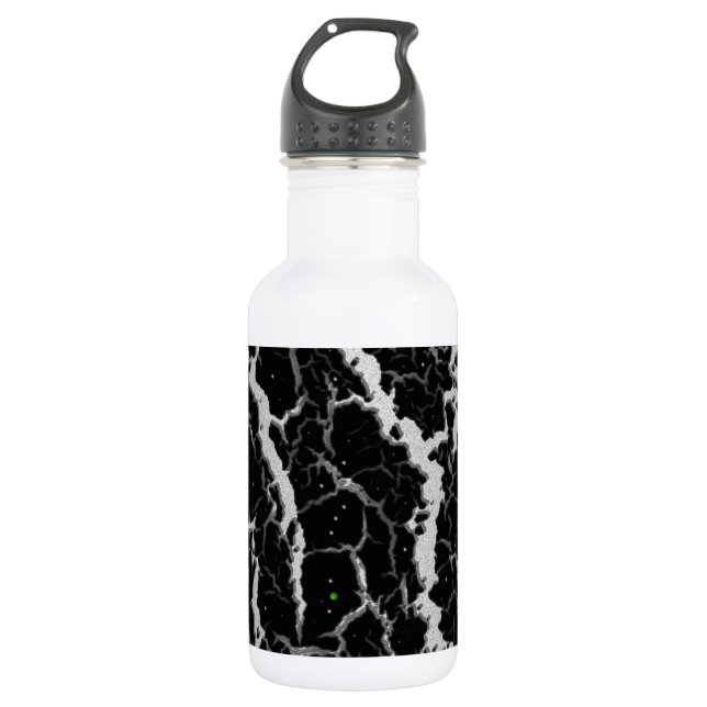 Botella De Agua Lava espacial agrietada - Blanco/Plata (Anverso)