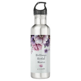 Botella De Agua Lavanda con ducha de novia y flor verde