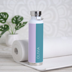 Botella De Agua Lavanda moderna de diseño Verde azulado Pastel Min