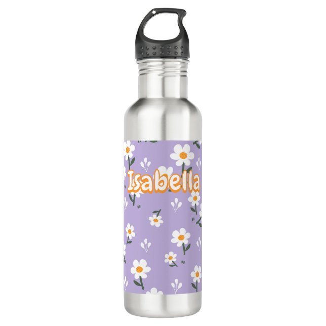 Botella De Agua Lavender Daisy Floral Pattern  (Anverso)
