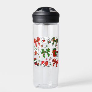 Botella De Agua Lazo Coquette Enfermera Navidad Enfermería Feliz N