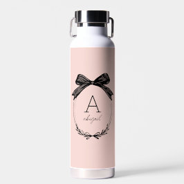 Botella De Agua Lazo femenino chic moderno rosa rubor monograma