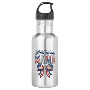 Botella De Agua Lazo Patriótico de Mamá Americana Vintage Camiseta