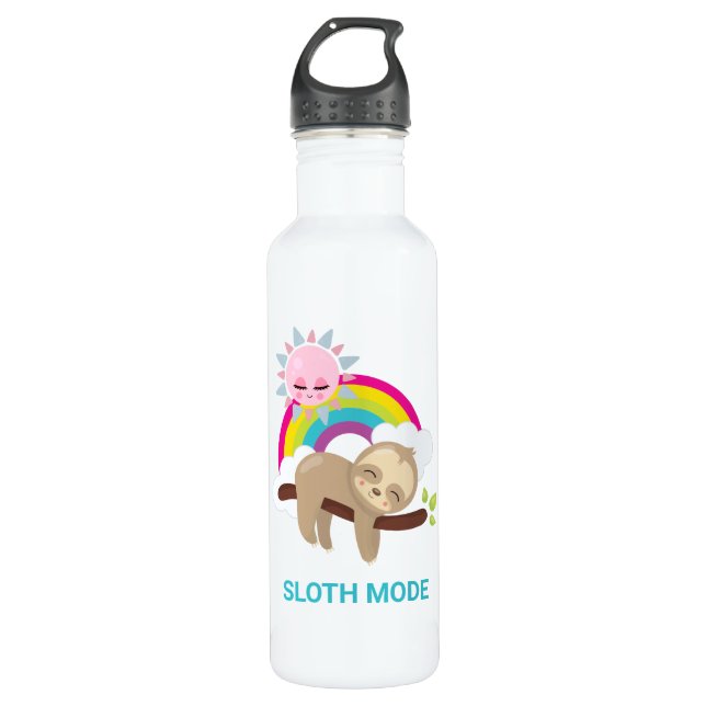 Botella De Agua Lazy Slote lindo con sol y arcoiris (Anverso)