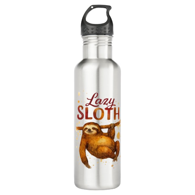 Botella De Agua Lazy Sloth en camiseta clásica con tinta de alcoho (Anverso)