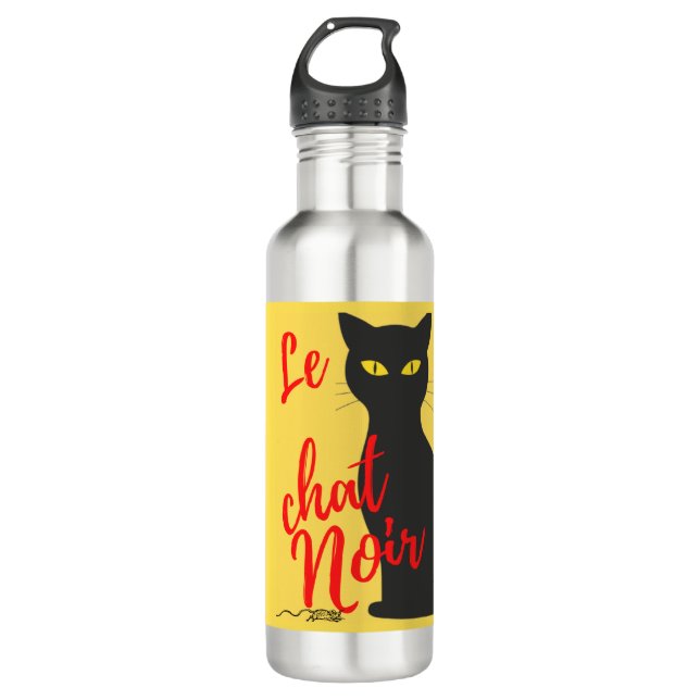 Botella De Agua Le Chat Noir Rojo y Amarillo moderno (Anverso)