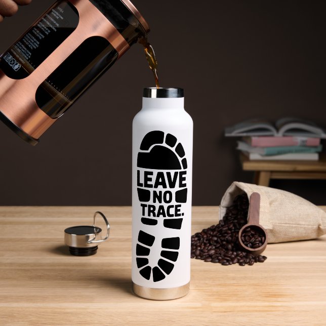 Botella De Agua Leave No Trace Hiking Bootprint Design (Café (girado))