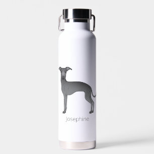 Botella De Agua Lebrel italiano azul lindo perro con nombre person