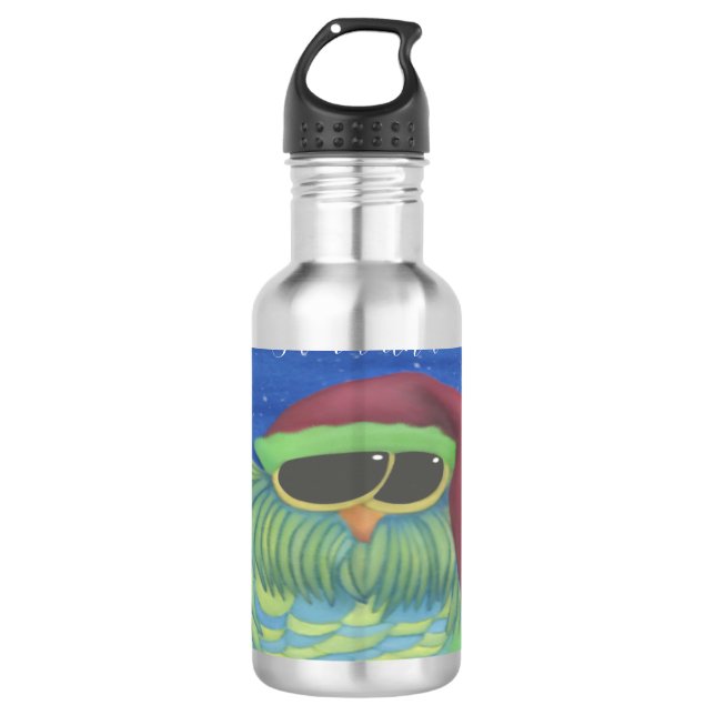Botella De Agua Lechuza Adorable con Santa Hat (Anverso)
