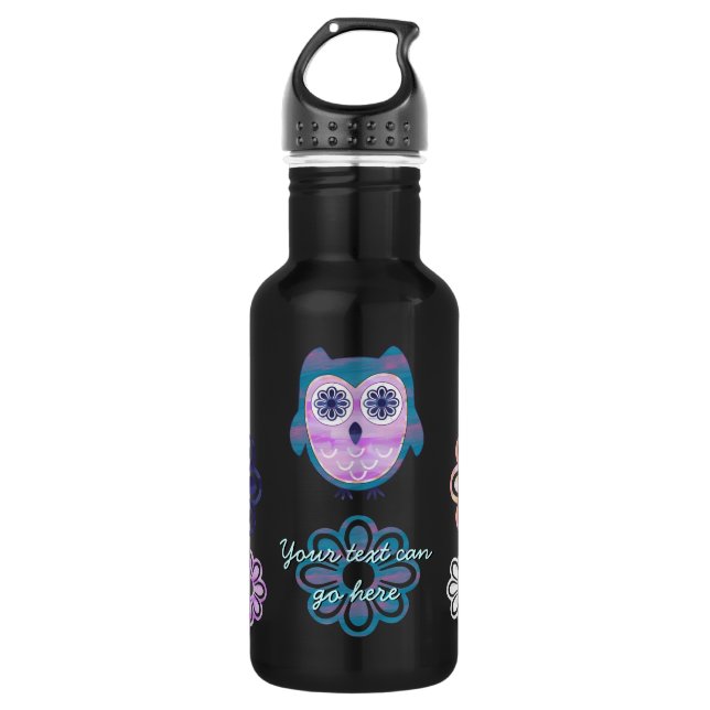 Botella De Agua Lechuza floral cuta (Anverso)