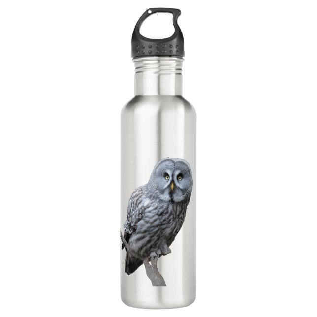 Botella De Agua Lechuza gris grande (Anverso)