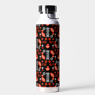 Botella De Agua Lechuza Nórdica naranja Y Negro