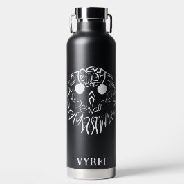 Botella De Agua Lechuza Tribal Negra y Blanca