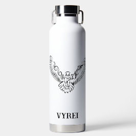 Botella De Agua Lechuza voladora tribal blanca y negra