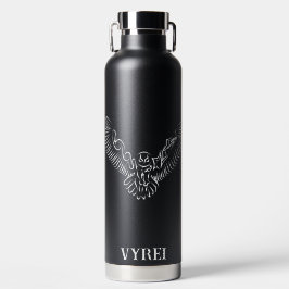 Botella De Agua Lechuza voladora tribal blanca y negra