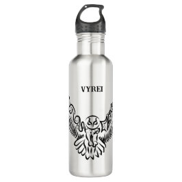 Botella De Agua Lechuza voladora tribal blanca y negra