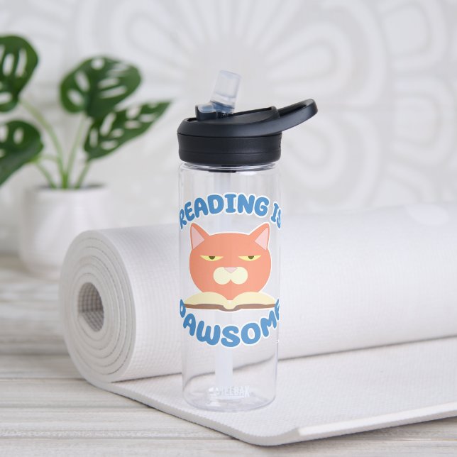 Botella De Agua Leer es un arte divertido de un gato Personalizado (Yoga)