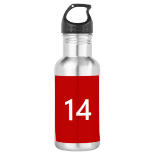 Botella De Agua Legendario Nº 14 en rojo y blanco