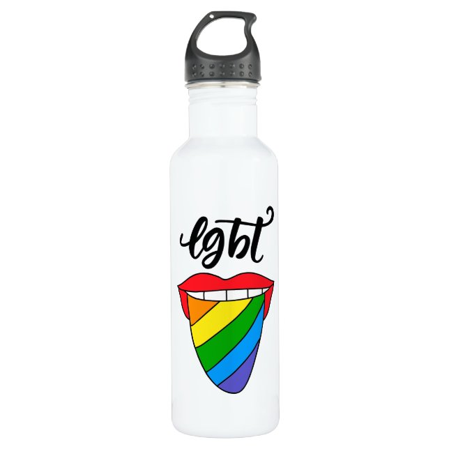 Botella De Agua Lengua arcoiris LGBT (Anverso)