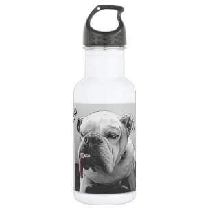 Botella De Agua Lengua rosa de bulldog altamente motivado y somnol