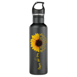 Botella De Agua Lenguaje de Rótulo - ASL - Girasol americano - Com