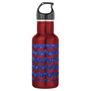 Botella De Agua Lentejuelas Chevron Azul