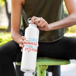 Botella De Agua Lento corredores Club Funny Cita Azul Naranja Text