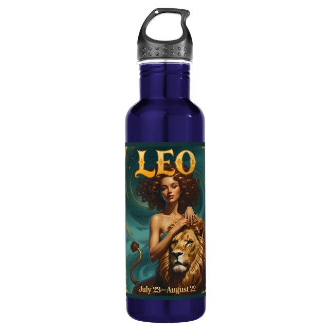 Botella De Agua Leo Zodiac Julio Agosto Astrología de cumpleaños (Anverso)