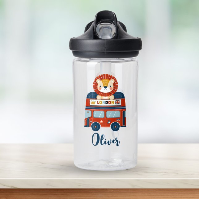 Botella De Agua León adorable en autobús de dos pisos de Londres (Subido por el creador)