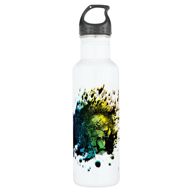 Botella De Agua León ardiente al arcoiris (Anverso)