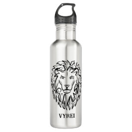 Botella De Agua León tribal blanco y negro