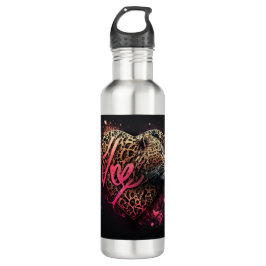 Botella De Agua Leopard Heart Love Graffiti Art                   