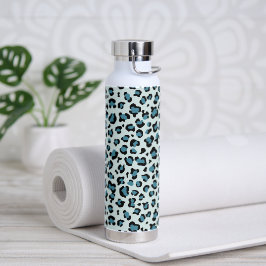 Botella De Agua Leopard Print, Leopard Spots, Blue Leopard
