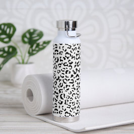 Botella De Agua Leopard Print, Leopard Spots, Negro Y Blanco
