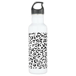 Botella De Agua Leopard Print, Leopard Spots, Negro Y Blanco