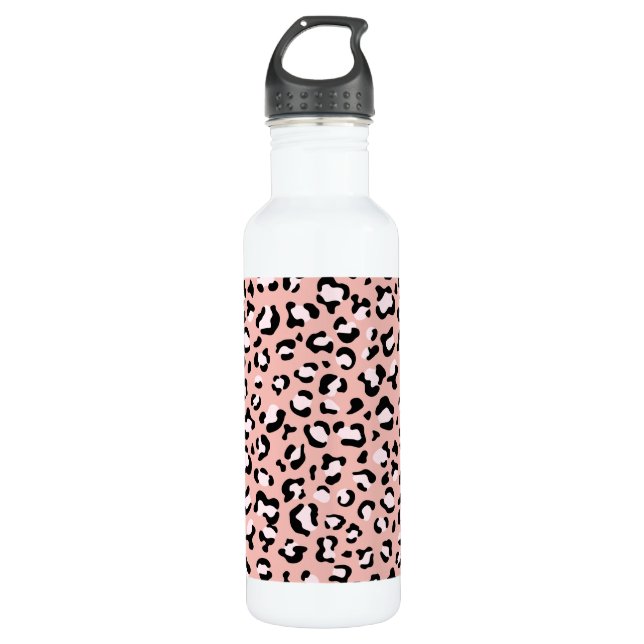 Botella De Agua Leopard Print, Leopard Spots, Pink Leopard (Anverso)