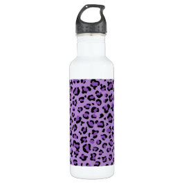 Botella De Agua Leopard Print, Leopard Spots, Purple Leopard