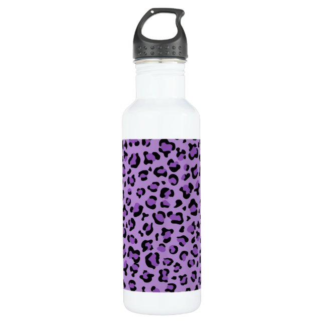 Botella De Agua Leopard Print, Leopard Spots, Purple Leopard (Anverso)