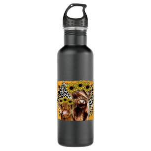 Botella De Agua Leopard Sunflower Highland Cow Western Country Hei