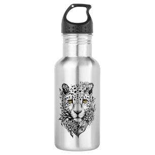 Botella De Agua Leopard Wild Animal Nature Ilustracion Tattoo