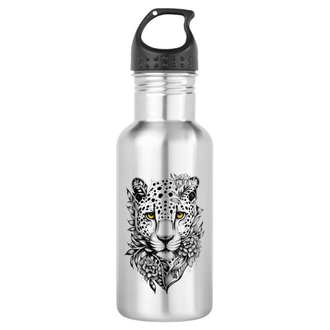Botella De Agua Leopard Wild Animal Nature Ilustracion Tattoo (Anverso)