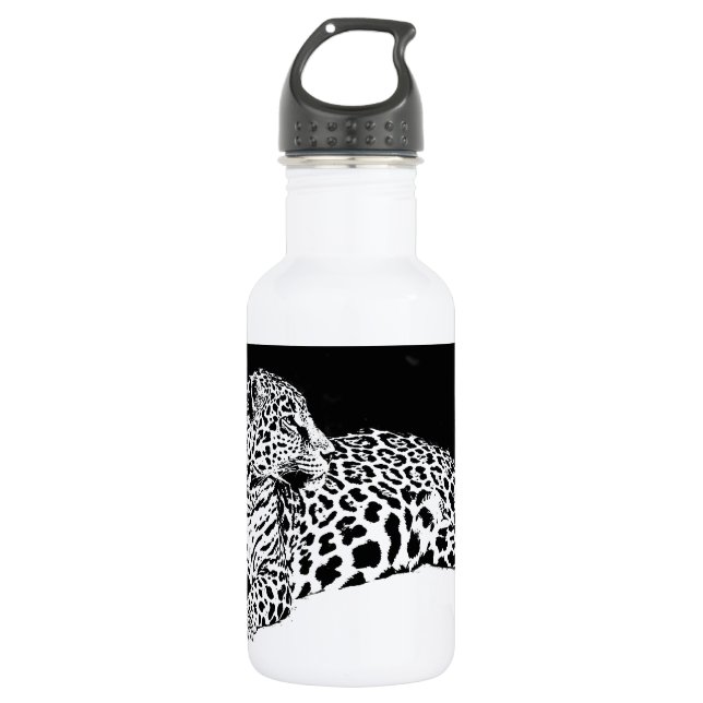 Botella De Agua Leopardo blanco y negro (Anverso)