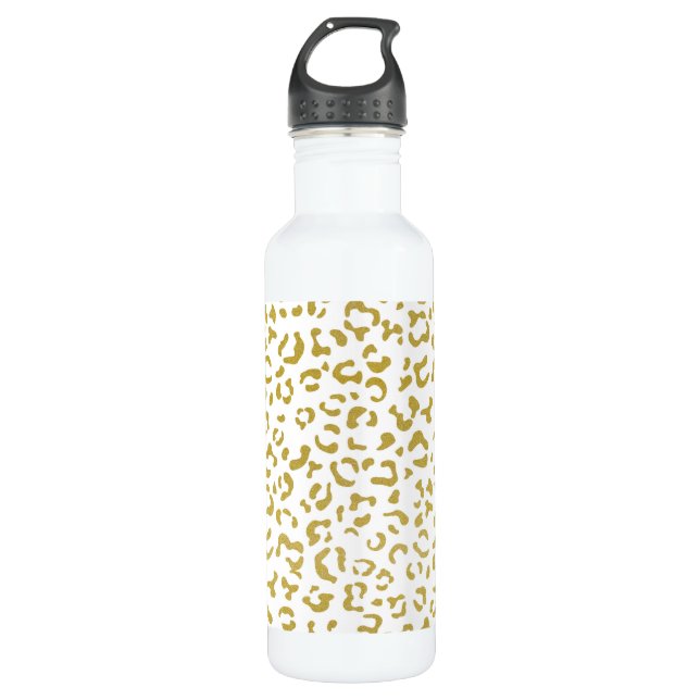 Botella De Agua Leopardo de oro, Purpurina de oro, impresión de le (Anverso)