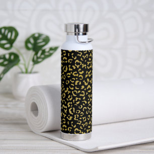 Botella De Agua Leopardo de oro, Purpurina de oro, patrón de leopa