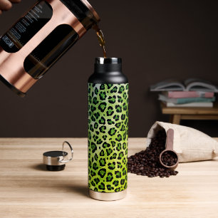 Botella De Agua Leopardo de textura rústica Imprimir verde