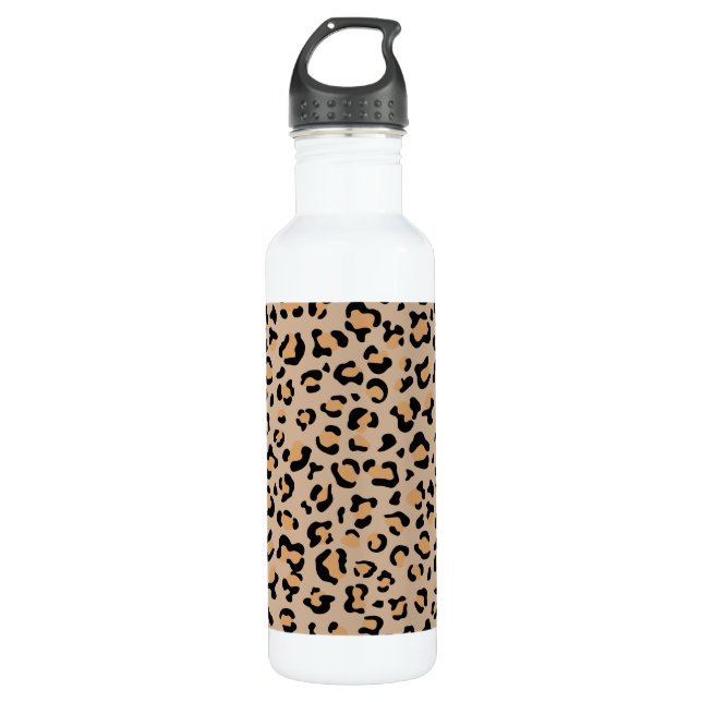 Botella De Agua Leopardo Print, Leopard Spots, Brown Leopard (Anverso)