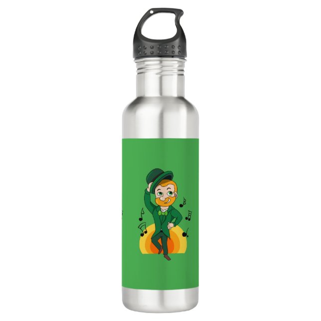 Botella De Agua Leprechaun bailando, personalizado de San Patricio (Anverso)