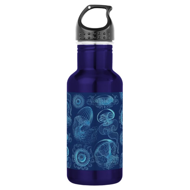 Botella De Agua Leptomedusae de Ernst Haeckel (azul marino) (Anverso)