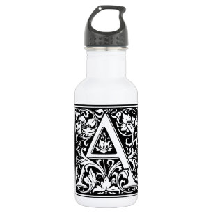Botella De Agua Letra A Monograma Medieval Art Nouveau