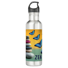 Botella De Agua Letra azul morfo mariposa monograma